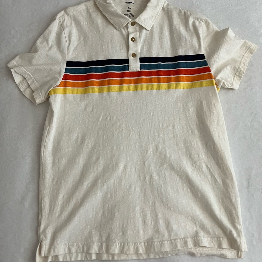 Sonoma White and Red Polo Shirt Classic Design